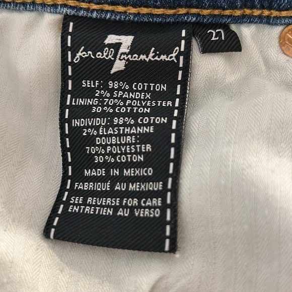 7 For All‎ Mankind  Denim Cutoff Shorty Shorts Size 27 fringe medium wash - Picture 4 of 5